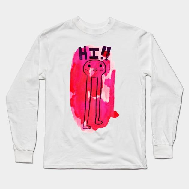 HI!! Tall Little Monster Watercolor Long Sleeve T-Shirt by saradaboru